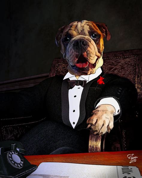 Bulldog Portrait Custom Gangster Dog Portrait Digital Draw My Etsy