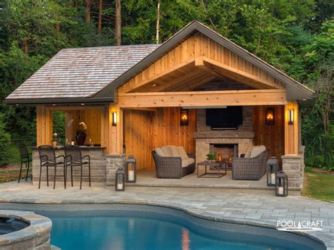 Cabanas And Woodworking Pool Craft Pool House Designs Backyard Pavilion Pool House Shed