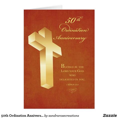50th Ordination Anniversary Gold Cross Card Zazzle Ordination Gold
