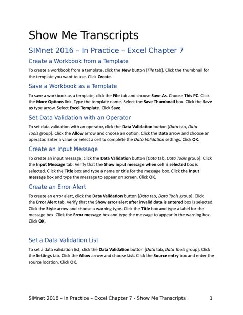 SM Transcripts In Practice Excel Chapter 07 - Show Me Transcripts