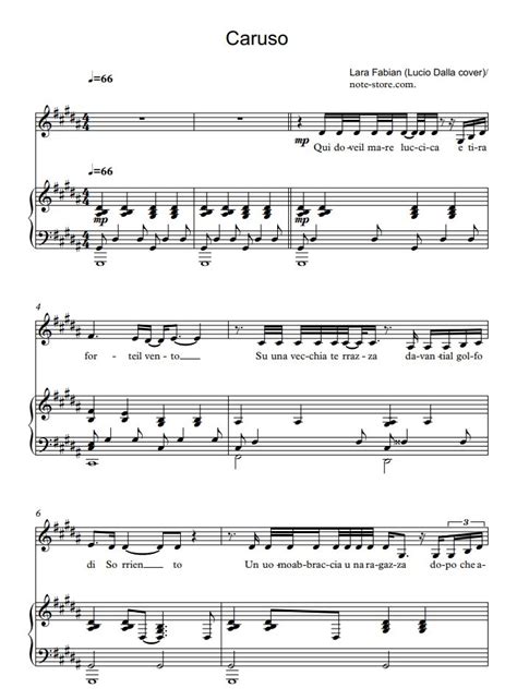Lara Fabian Caruso Sheet Music For Piano Pdf Pianoandvocal Sheet
