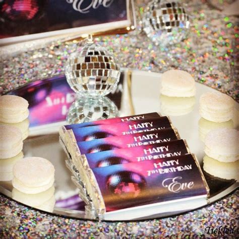 Disco Themed Party Lolly Buffet With Yummy Personalised Chocolate Bars