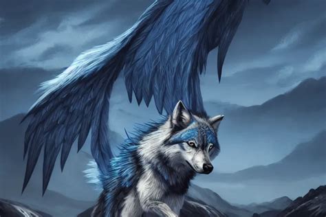 Realistic White Wolf With Wings