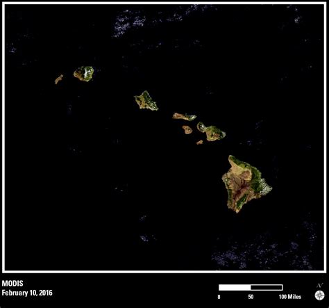 Modis Image Of Hawaiian Island Chain Us Geological Survey