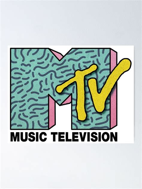 Colorful Mtv Music Television Classic 80s Logo Squiggles Poster For