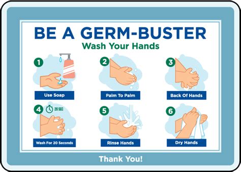 Be A Germ Buster And Wash Your Hands Sign D6489 By