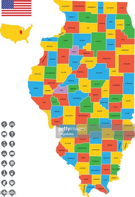 Detailed Vector Map Of Illinois High Res Vector Graphic Getty Images