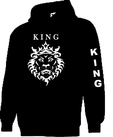King Hoodie Black Hooded Sweatshirt White Design Etsy