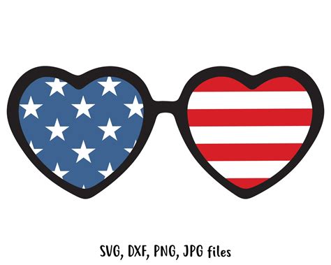 Heart Usa Sunglasses Svg Independence Day Svg Patriotic Cut Etsy