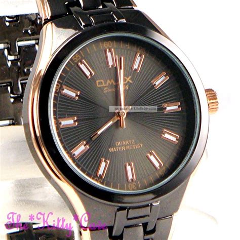 omax retro gunmetal bronze braun and rose gold platte seiko movt kleid watch