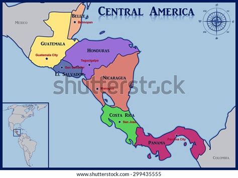 Central America Map With Countries And Capitals