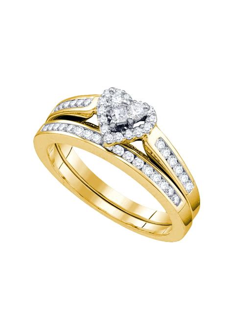 Size 9 14k Yellow Gold Diamond Heart Love Bridal Wedding Engagement