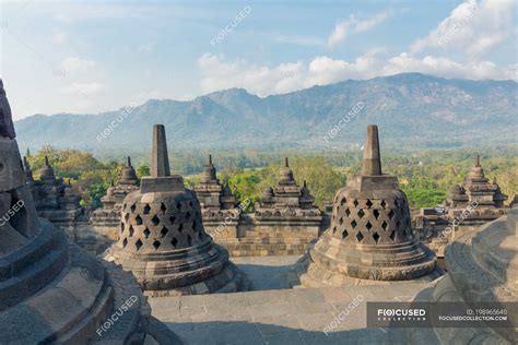 Indonesia Java Magelang Buddhist Temple Complex Of Borobudur Stupas