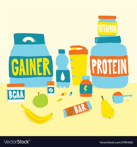 Sport Foods Nutrition And Fruits Cartoon Vector Image