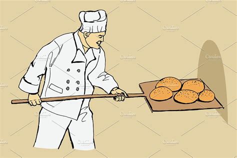 Baker Vector Illustration Illustration Cartoon Chef Doodle Drawings