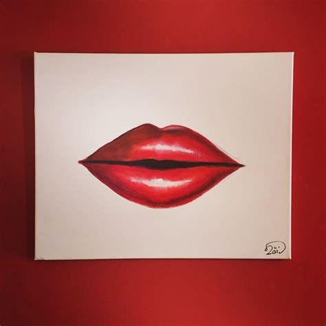 Red Lips Painting Acrylic Lips Painting Canvas Art Painting Painting Canvases