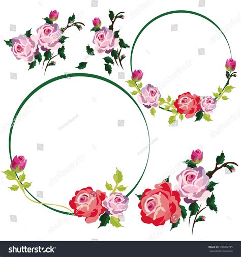 Vintage Rose Flower Vines Frames Borders Stock Vector