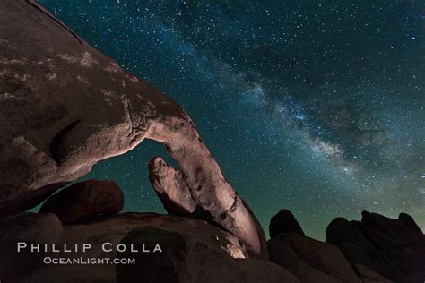 Milky Way And Arch Rock At Night Joshua Tree National Park California