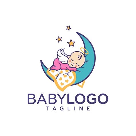 Cute Baby Logo Design Vector Premium Vector