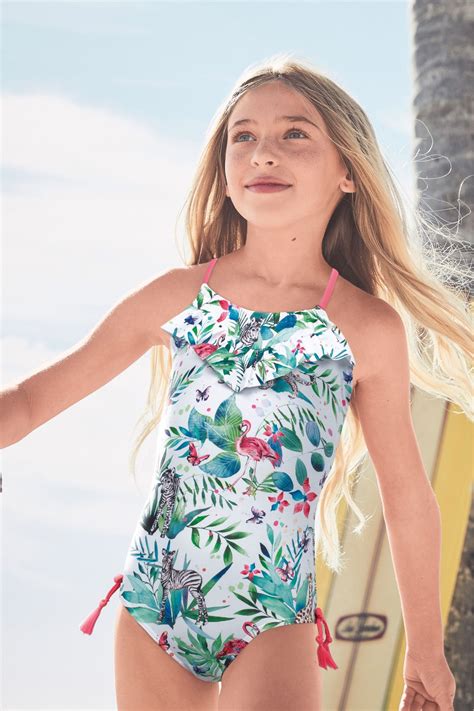 Jungle Print Swimsuit 3 16yrs In 2020 Swimsuits For Tweens Animal