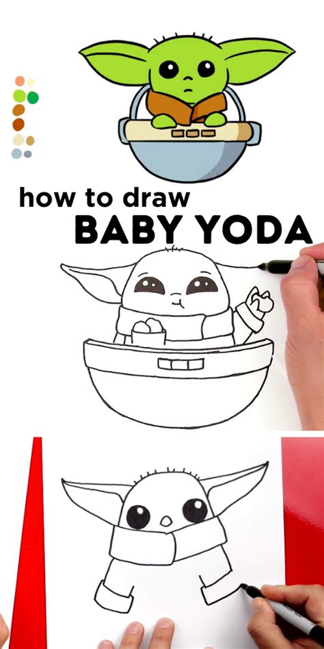 How To Draw Baby Yoda From The Mandalorian 14 Baby Yoda Drawing Tutorials