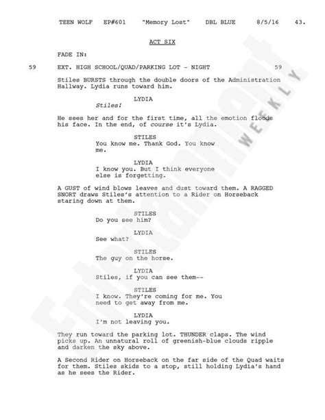 Exclusive Teen Wolf Script Page Lydia Refuses To Leave Stiles Before