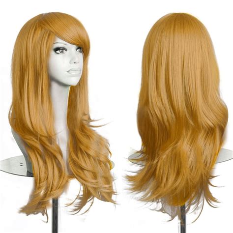Women Lady Long Hair Wig Curly Wavy Synthetic Anime Cosplay Party Full Wigs 70cm Ebay