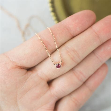 Round Ruby Necklace 14k Rose Gold Ruby Charm Necklace Ruby Etsy Canada