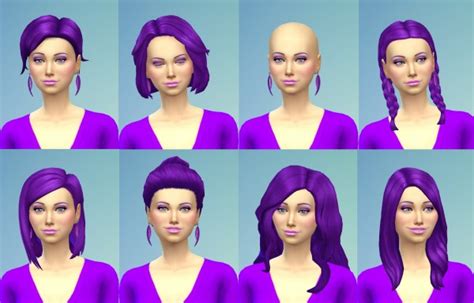 Sims 4 Hairs Mod The Sims Recoloured Purple Hairstyle Set By