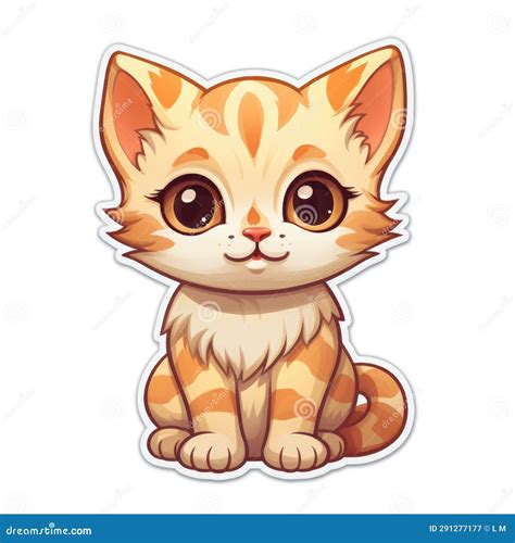 Cute Cartoon Kitten On White Background Stock Illustration