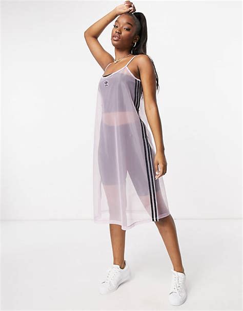 Adidas Originals Mesh Dress In Sheer Pink Asos