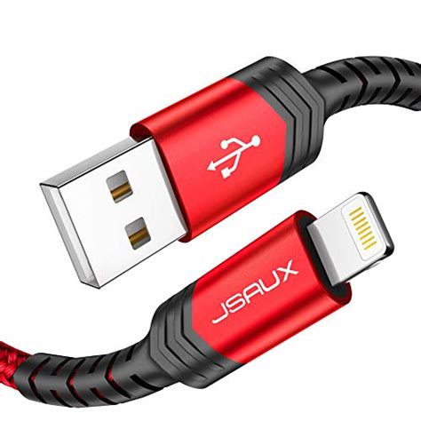 Red Jsaux Lightning Iphone Charger Cable Apple Mfi Certified 6ft