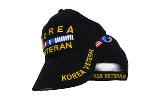 Black Korea Korean War Veteran Ribbon Baseball Hat Cap Embroidered