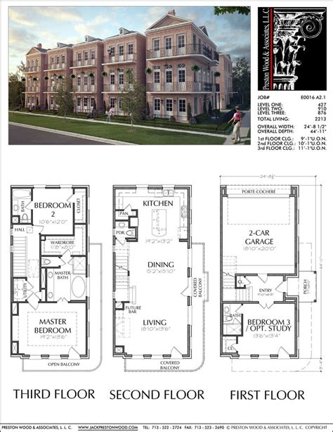 Three Story Townhouse Plan E0116 A21 Town House Floor Plan House