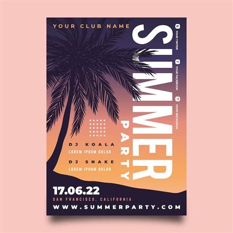 Free Vector Gradient Summer Party Poster Template
