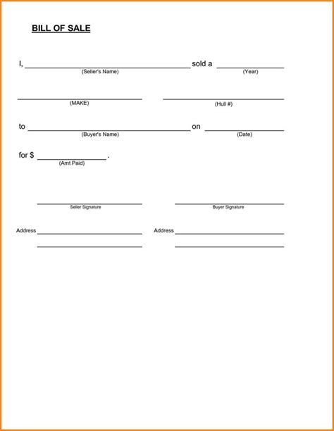 Free Blank Bill Of Sale Form Pdf Word Do It Yourself Forms 6 Bill Of