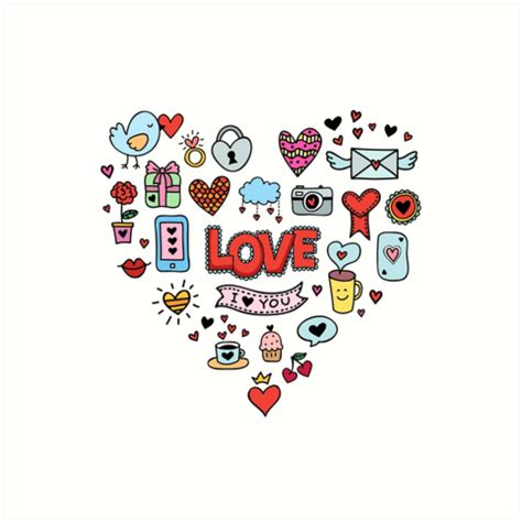 Cute Love Symbols Art Print By Redchocolate Redbubble