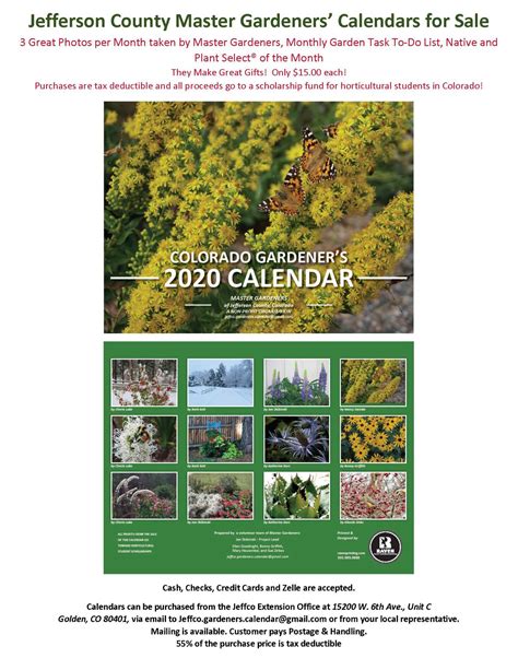 Jeffco Gardeners Calendar Golden Co