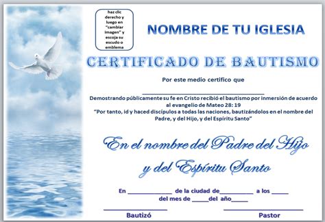 Certificados De Bautismo Para Descargar Mar De Vida Abundante