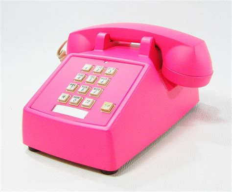 Vintage Phone Neon Pink Push Button Telephone