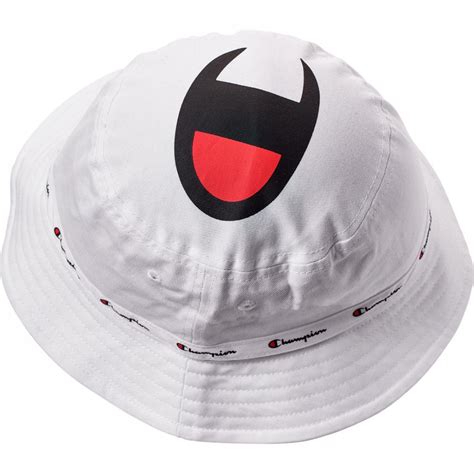 Hats Mens Champion Big C Bucket Hat White — Carmel Judaica