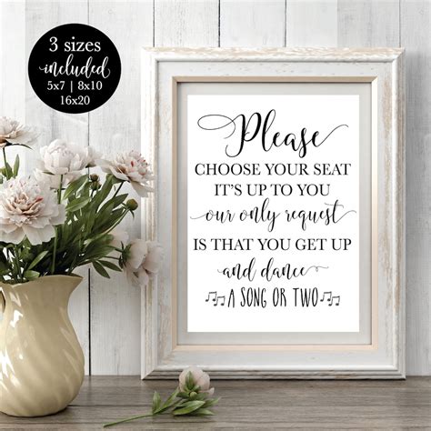 Choose Your Seat Wedding Sign Find Your Seat No Seating Plan Sign Rustic Get Up And Dance
