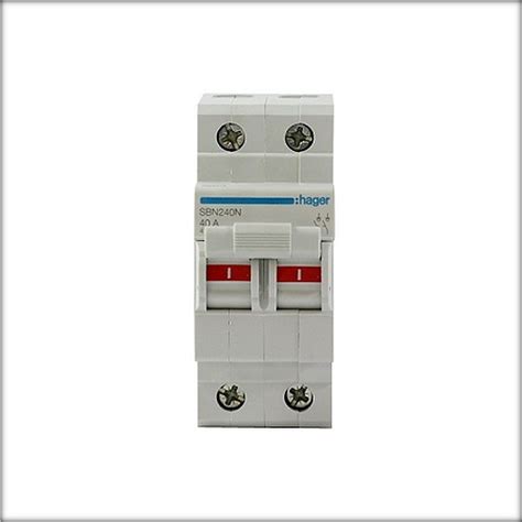 Manual Single Phase Hager 40 A Double Pole Mcb Isolator Switch 10k At