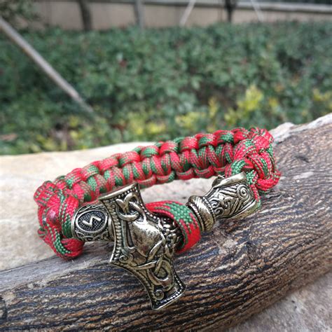 Check spelling or type a new query. Red Camo Paracord Bracelet Norse Viking Runes Beads Braided Bracelet Men Bracelets Thor Hammer ...