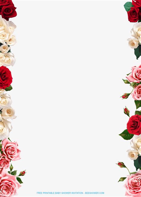 Free Printable Floral Border Wedding Invitation Templates