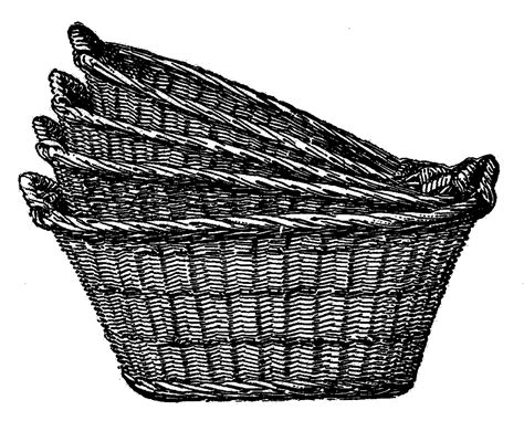 Antique Images: Digital Clip Art of 4 Wicker Laundry Baskets Image png image