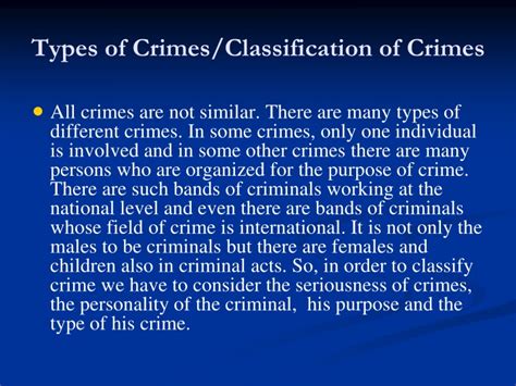 Ppt Types Of Crimesclassification Of Crimes Powerpoint Presentation