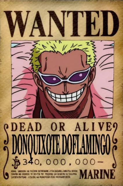 One Piece Wanted Poster A X Cm Donquixote Doflamingo Eur