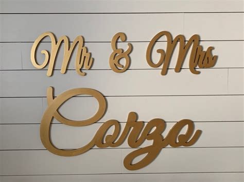 Wooden Mr And Mrs Sign Wedding Sing Name Cutout Last Etsy