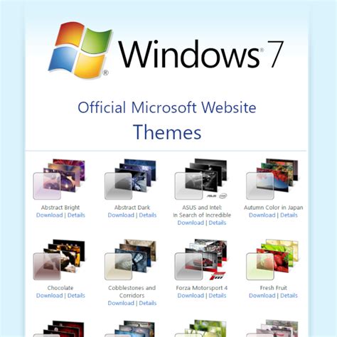 7 Windows 7 Website Themes Complete Microsoft Free Download